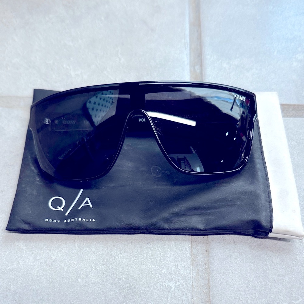 Quay Australia Nightfall Curved Black Sunglasses